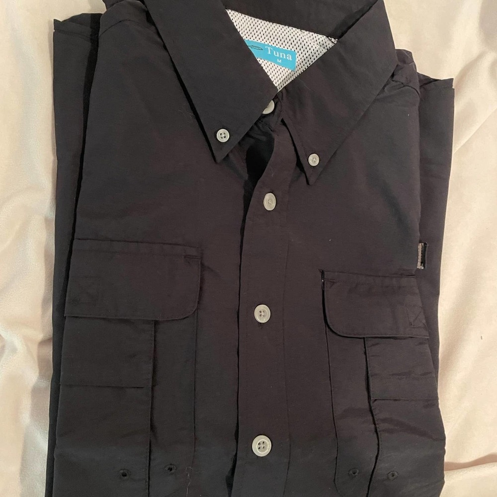 Tuna Men's UV UPF 50+ Sun Protection Shirt, Medium, Black